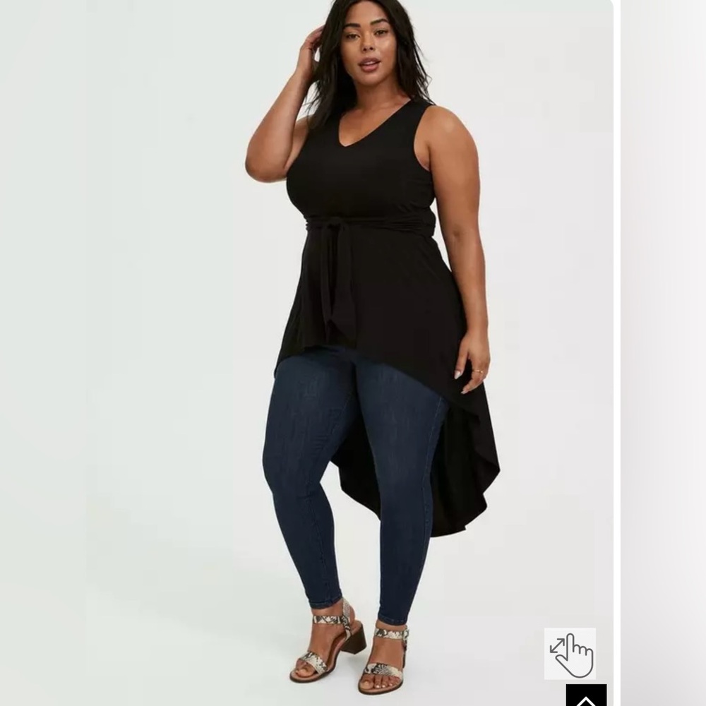 Black Studio Knit Tie Front Hi-Lo Top